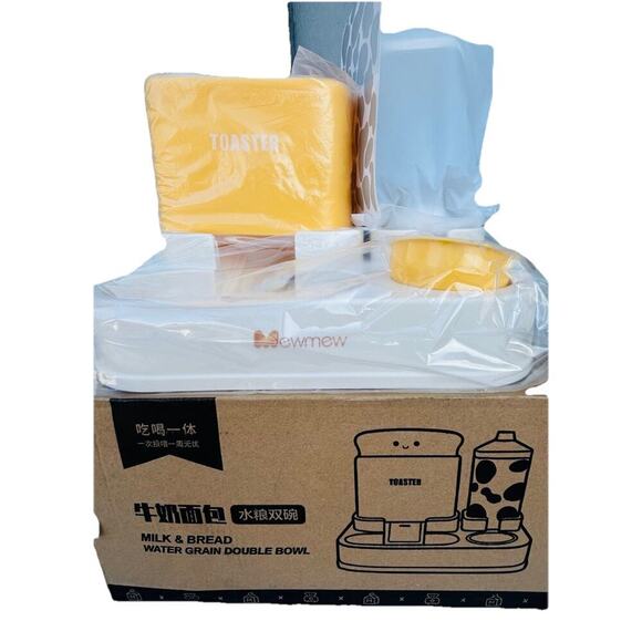 MewMew Milk & Bread Water Grain Double Bowl Cats Small Dogs Water Food Bowls - Picture 8 of 9